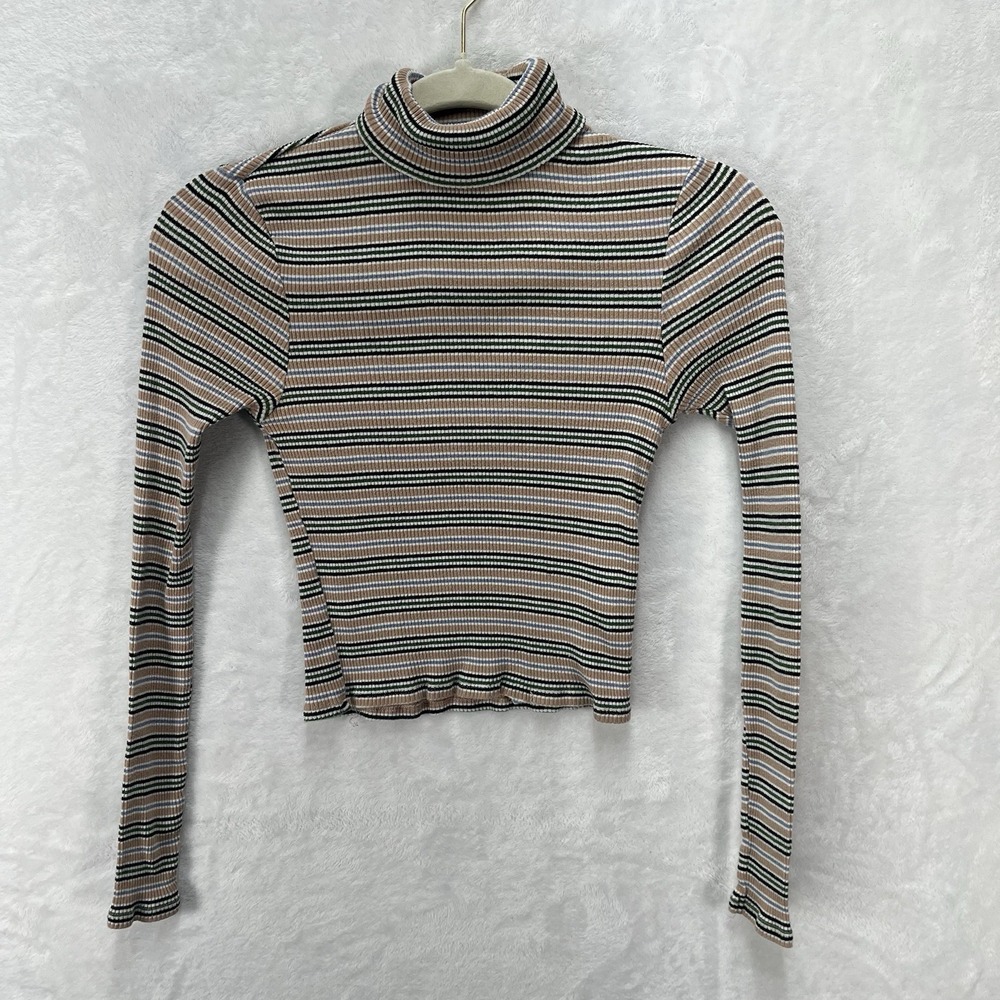 BDG Urban Outfitters Ribbed Turtleneck Shirt Womens Medium Striped Fall